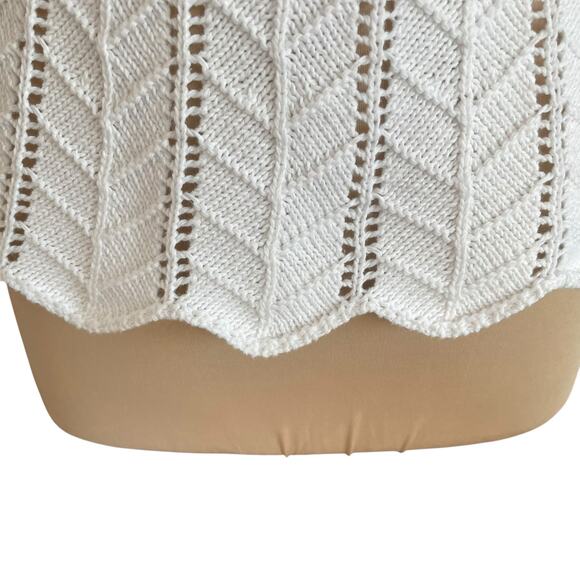 Blu Pepper White Crochet Top Tie Shoulder Scallop Hem LRG Cottage Boho Beachy - Picture 5 of 8